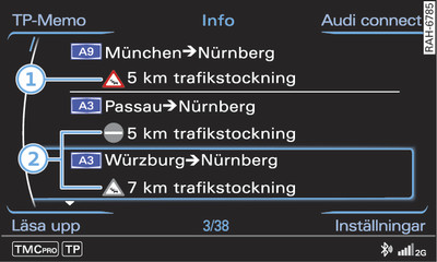 Hämta fram TMC-/TMCpro-trafikinformation